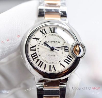 V6 Factory Swiss Cartier Ballon Bleu Two Tone Rose Gold Watch 33mm